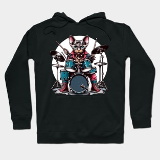 Devon Rex Cat Playing Drums Hoodie